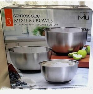 MIU, Set of 3 - 18/10 Stainless Steel Nest Mixing Bowls w Measuring Scale Marks